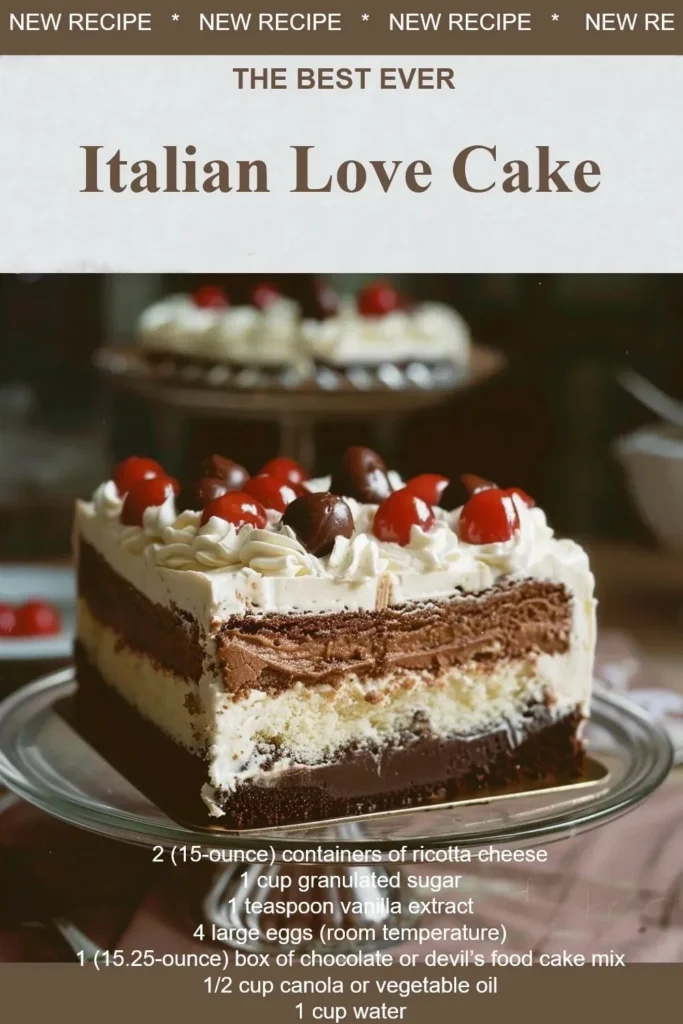 Sliced Italian Love Cake with frosting and decorative sprinkles