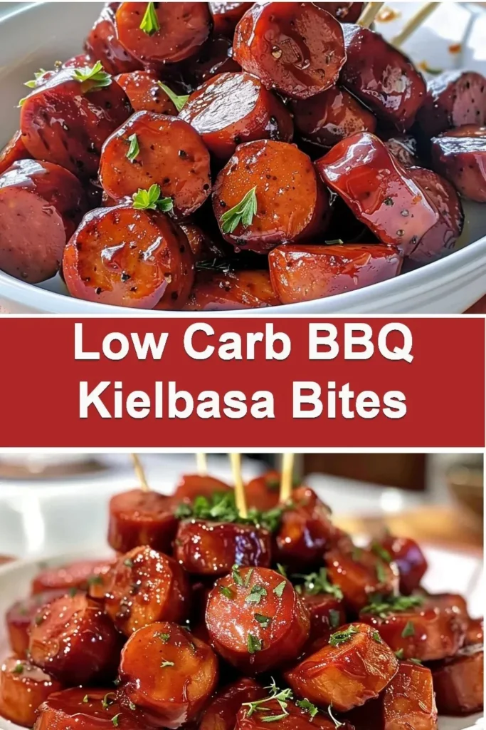 Low Carb BBQ Kielbasa Bites served on a platter