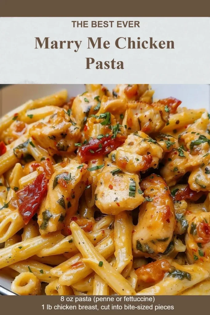 Delicious Marry Me Chicken Pasta with creamy sauce and herbs