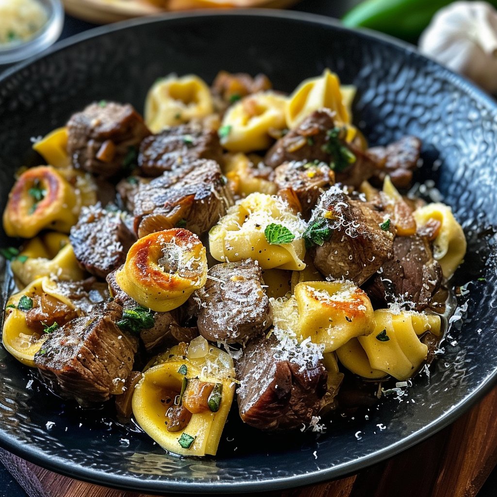 Garlic Parmesan Steak Tortellini Recipe