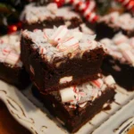 Delicious peppermint bark brownies adorned with crushed peppermint candies