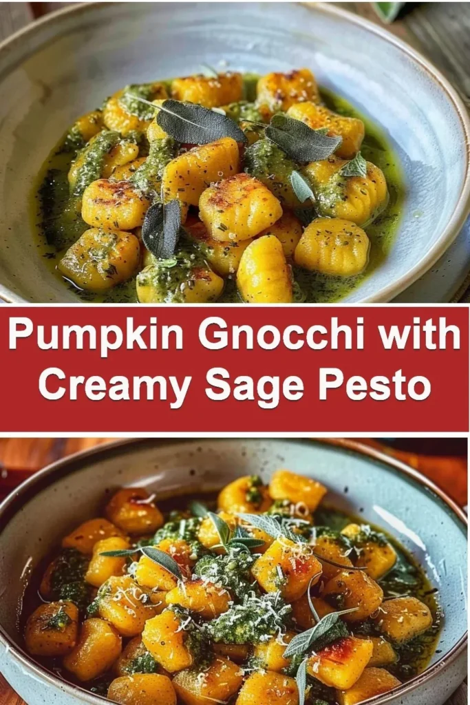 Delicious pumpkin gnocchi served with creamy sage pesto.
