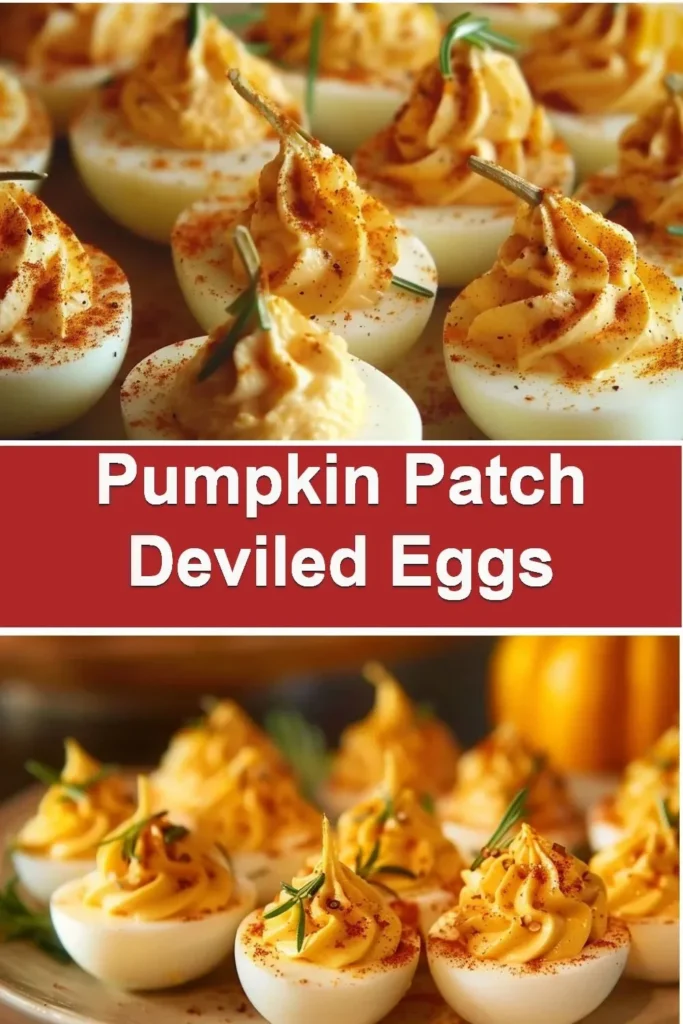 Pumpkin patch deviled eggs decorated for fall
