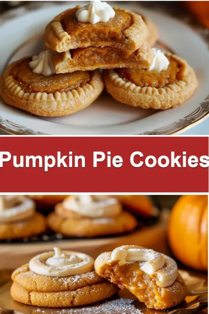 Pumpkin Pie Cookies with spices and whipped cream on a rustic table