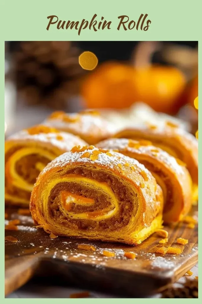 Homemade pumpkin rolls on a plate with cream cheese frosting