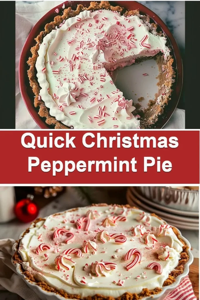 Slice of quick Christmas Peppermint Pie ready to be served