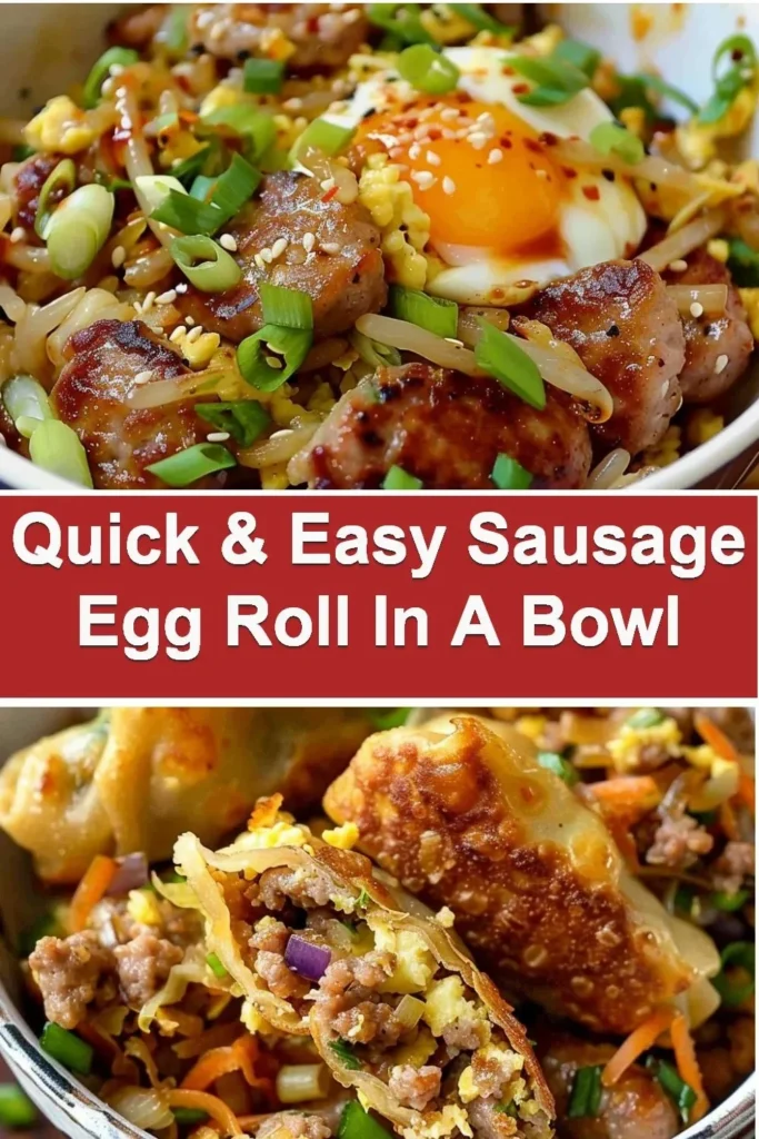 Delicious sausage egg roll in a bowl served with fresh vegetables and seasonings