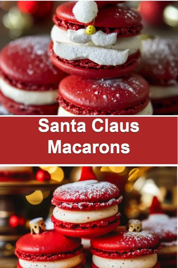 Festive Santa Claus Macarons decorated for the holiday season