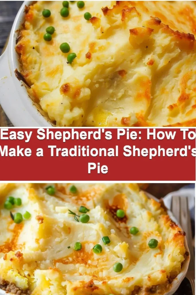 Delicious homemade Shepherd's Pie topped with creamy mashed potatoes