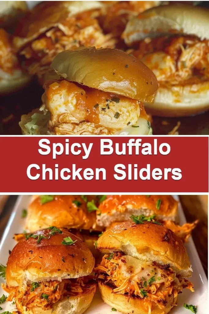 Delicious spicy Buffalo Chicken Sliders served on a platter