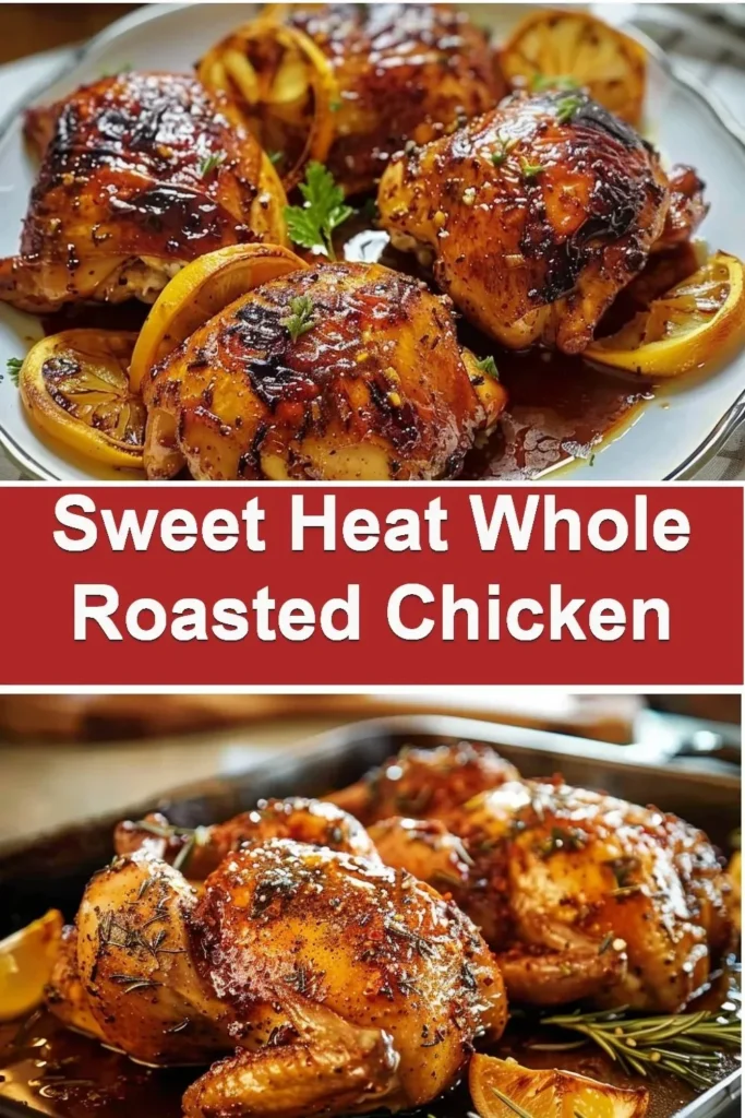 Sweet Heat Whole Roasted Chicken with crispy skin and flavorful seasoning