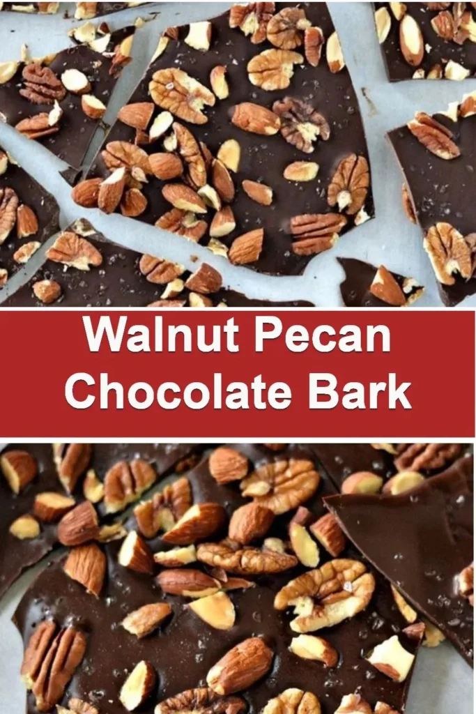 Delicious Walnut Pecan Chocolate Bark with rich chocolate and crunchy nuts