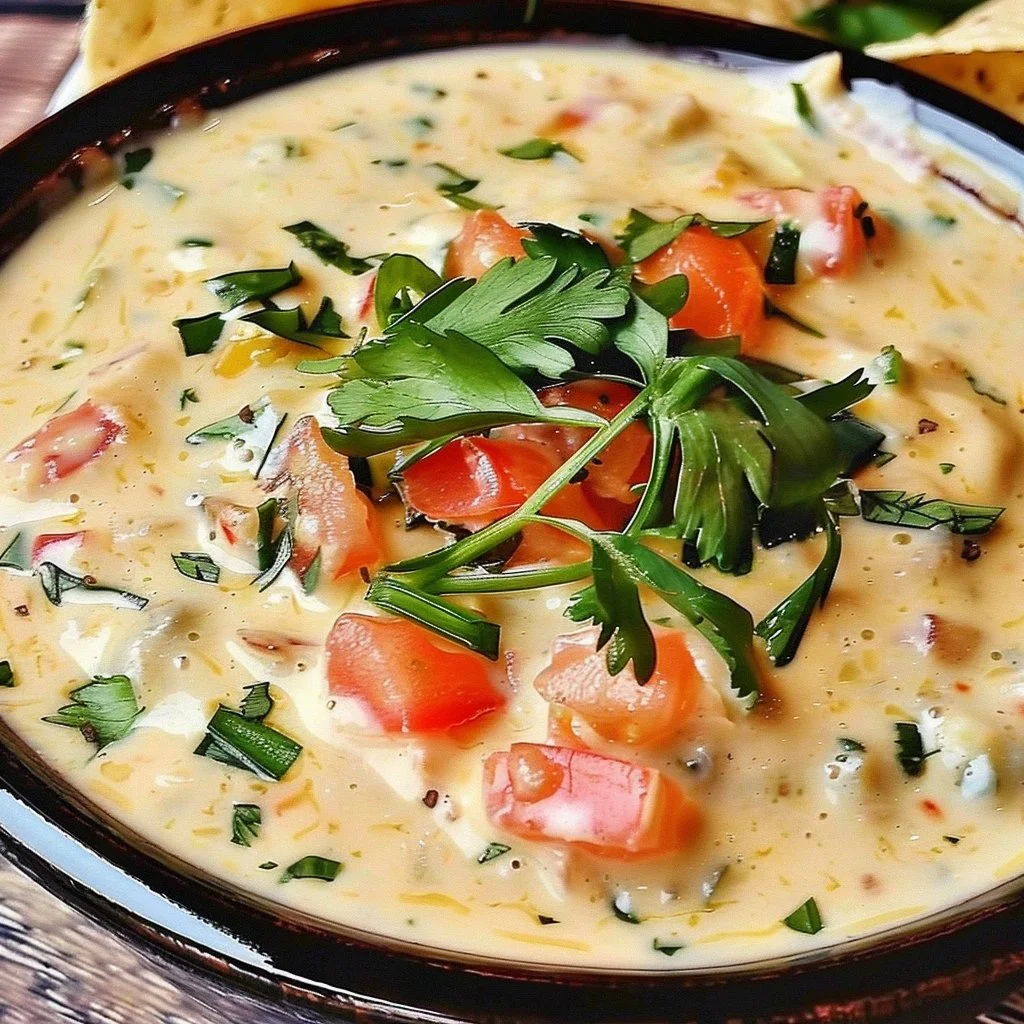Delicious Applebee's queso dip served in a bowl with tortilla chips