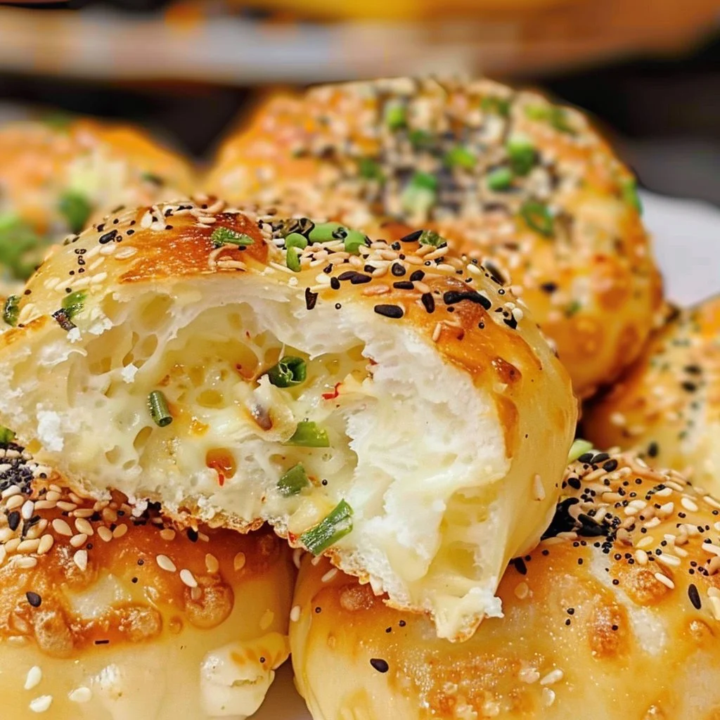 Delicious easy stuffed bagel bites filled with cheese and herbs