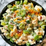High protein jalapeno popper chicken salad served in a bowl with fresh ingredients