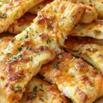 Quick and easy cheesy garlic breadsticks ready to serve