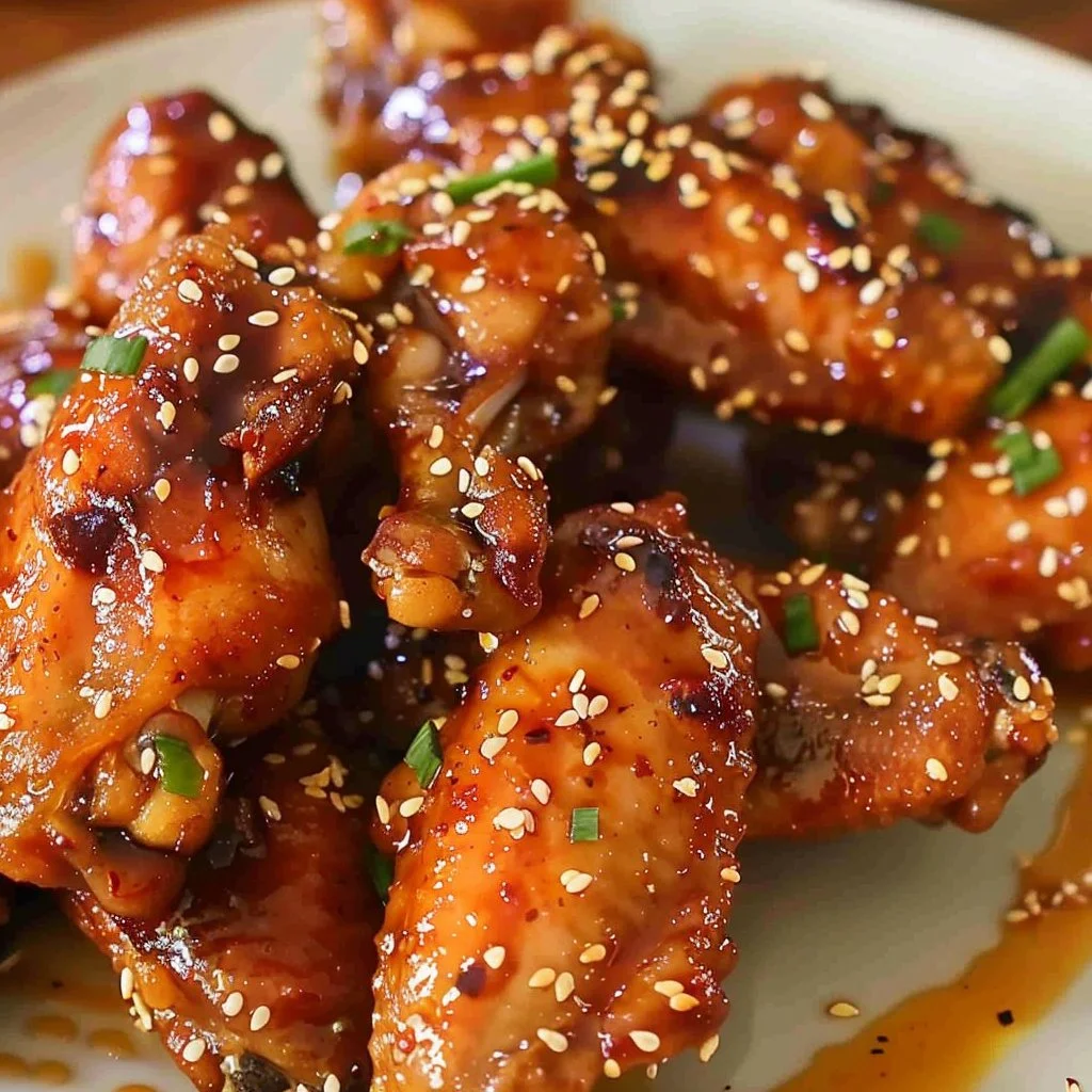 Deliciously glazed Asian Teriyaki Chicken Wings served on a plate