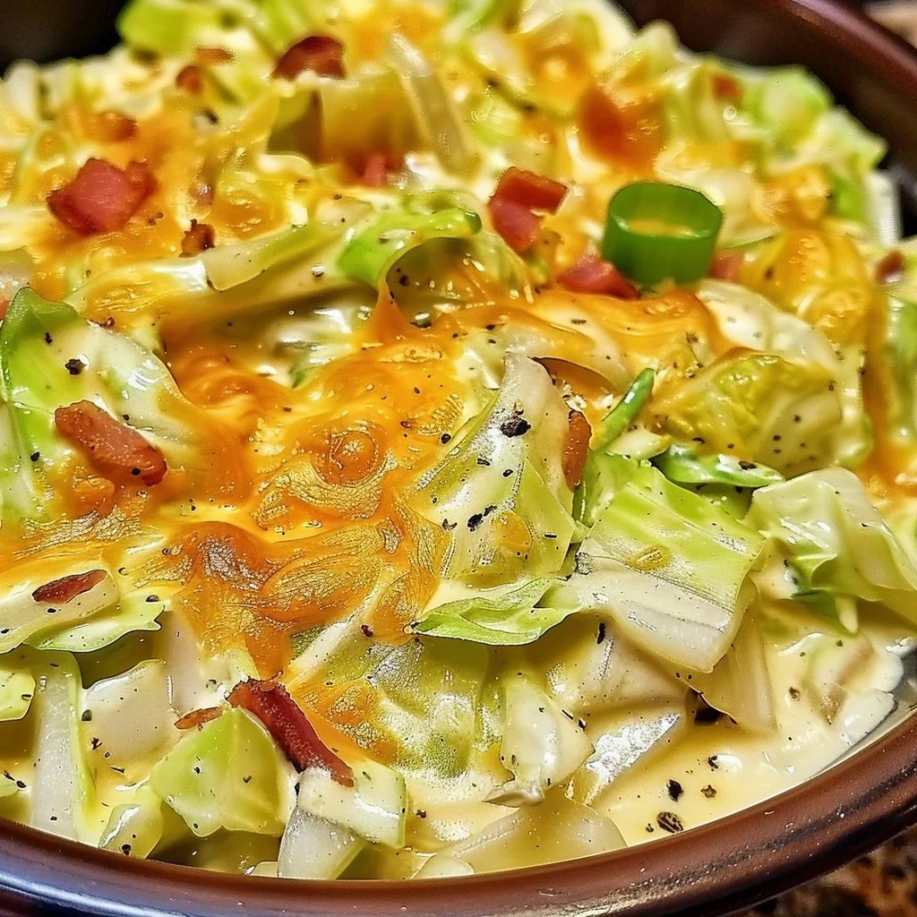 Creamy ranch crack cabbage dish garnished with herbs