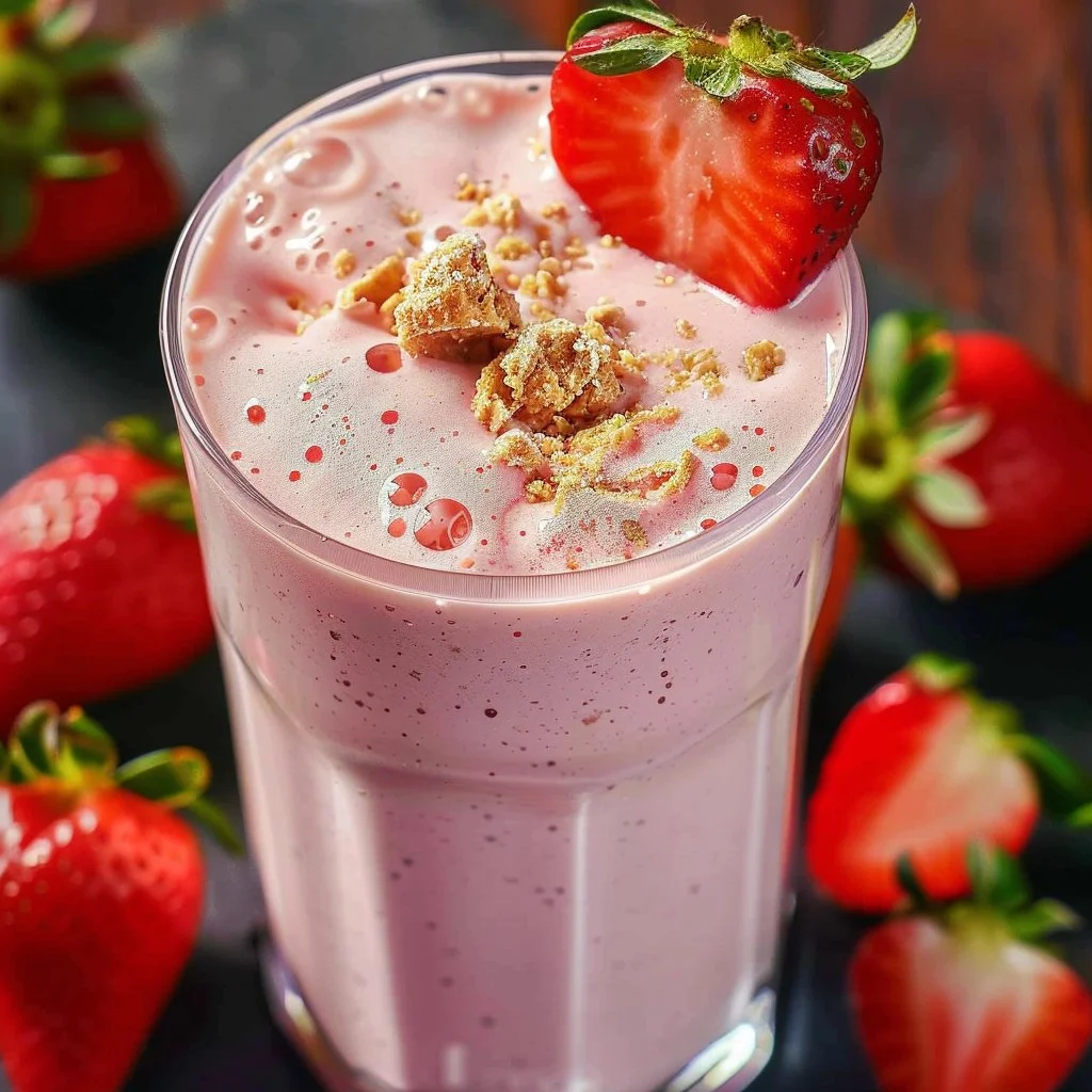 Easy Strawberry Cheesecake Smoothie filled with strawberries and cheesecake flavor