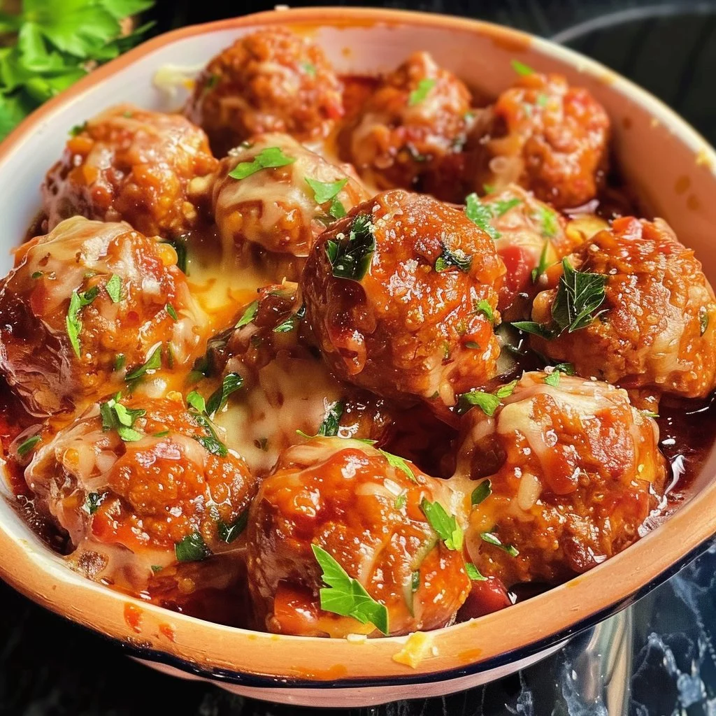 High protein cottage cheese meatballs served on a plate with fresh herbs.
