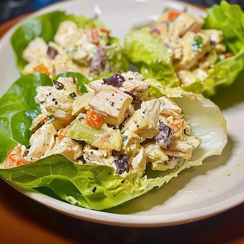 Mediterranean Chicken Salad Lettuce Cups with fresh ingredients and vibrant colors