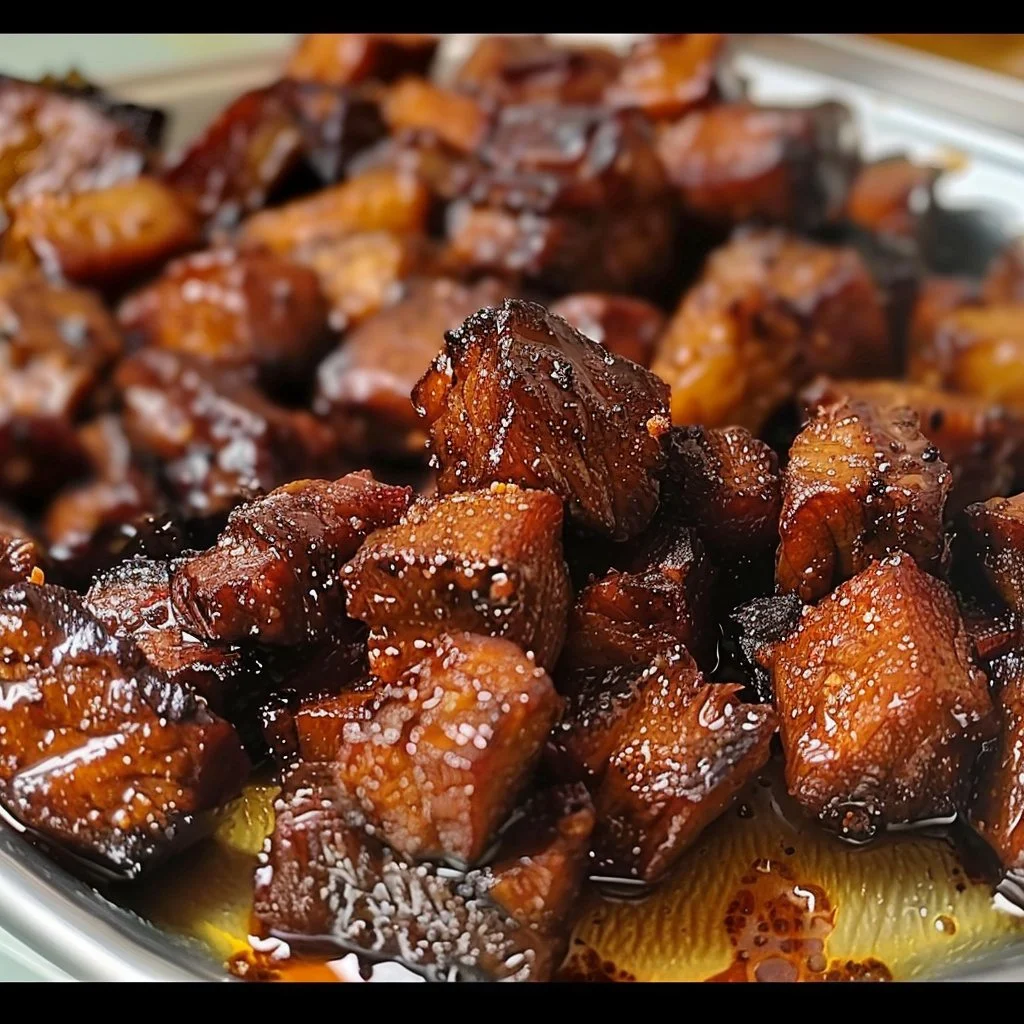 Plate of sugar-free burnt ends served with BBQ sauce and sides