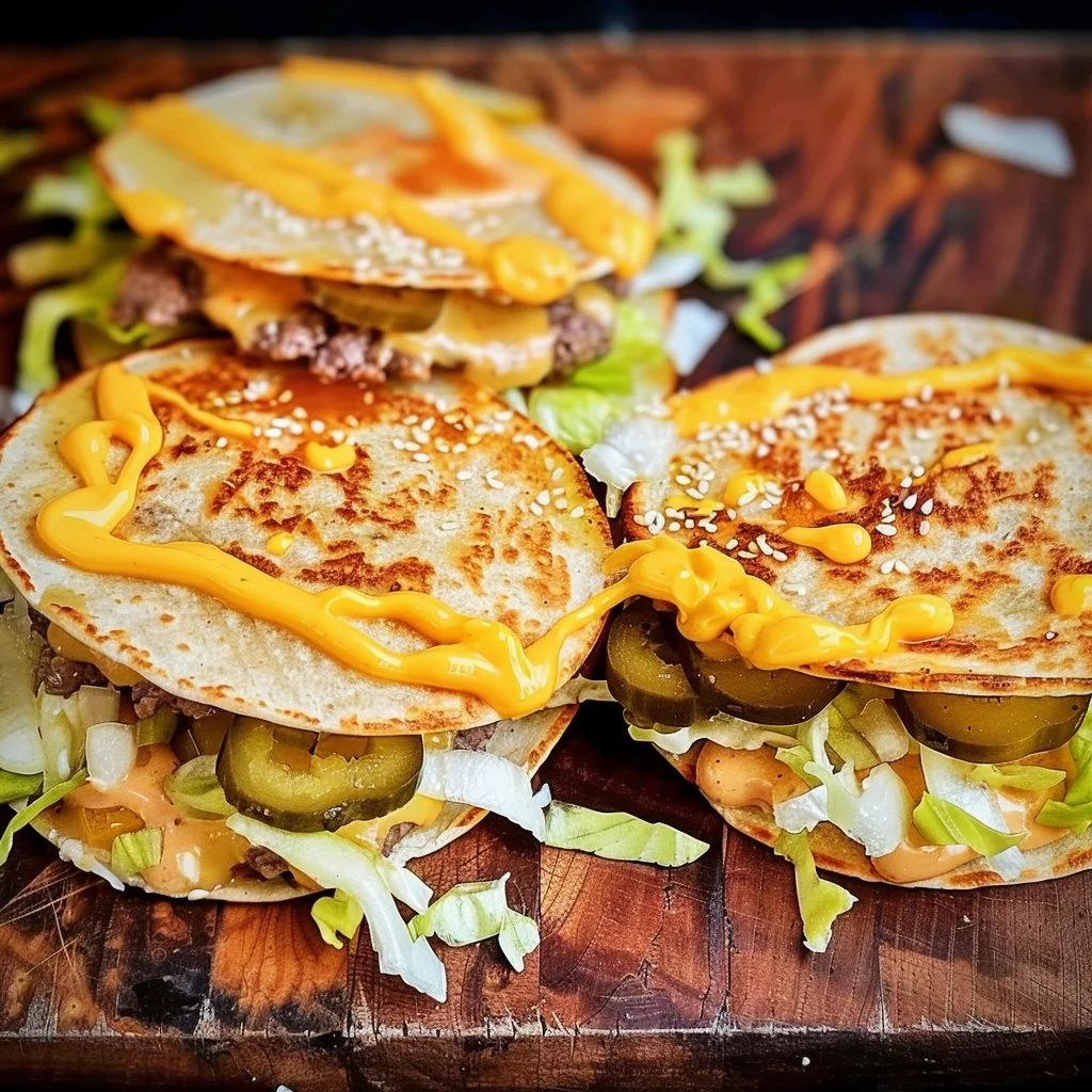 Big Mac Smash Burger Tacos showcasing flavorful layers and toppings