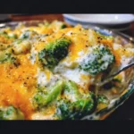 Cheesy Ranch Broccoli Bake dish served on a plate