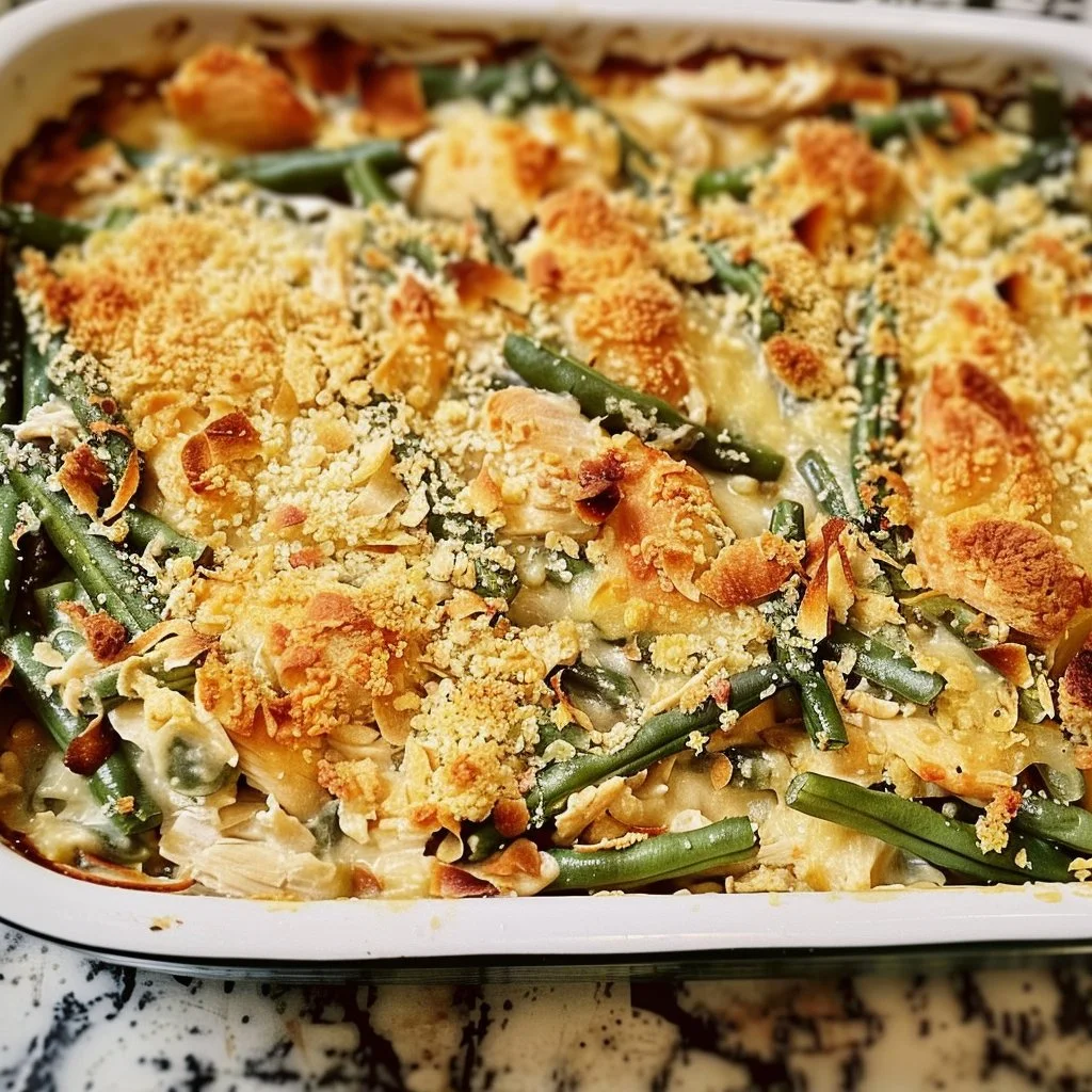 Delicious Chicken Dinner Casserole with chicken and green beans