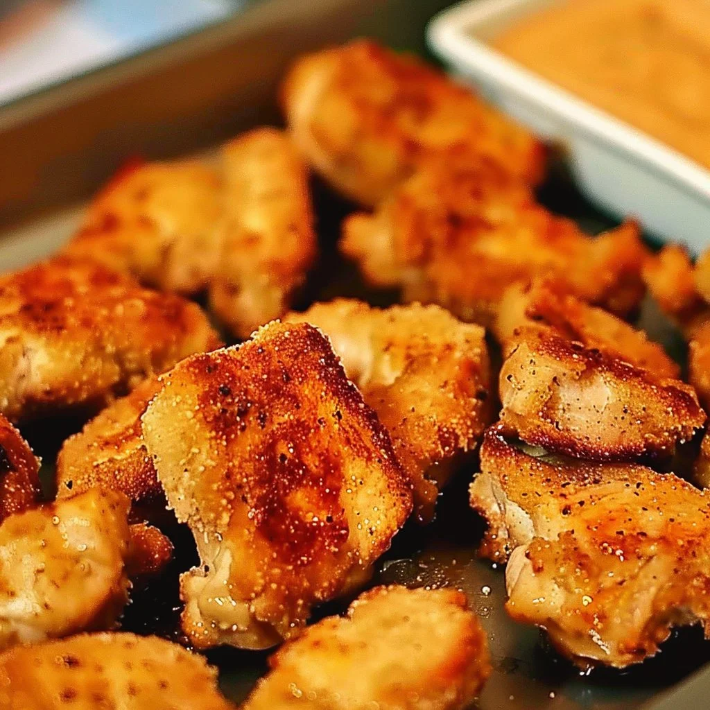 Grilled Chick-Fil-A chicken nuggets served with dipping sauce