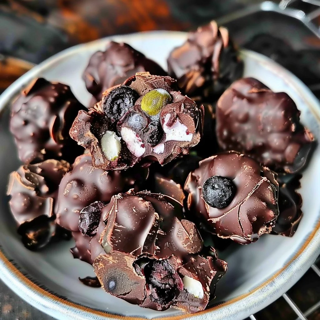High protein chocolate blueberry clusters for a nutritious snack