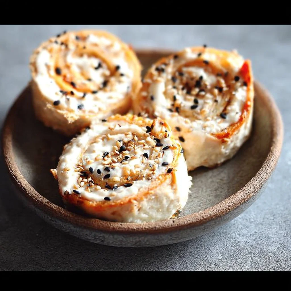 Keto pinwheels with cream cheese and everything bagel seasoning