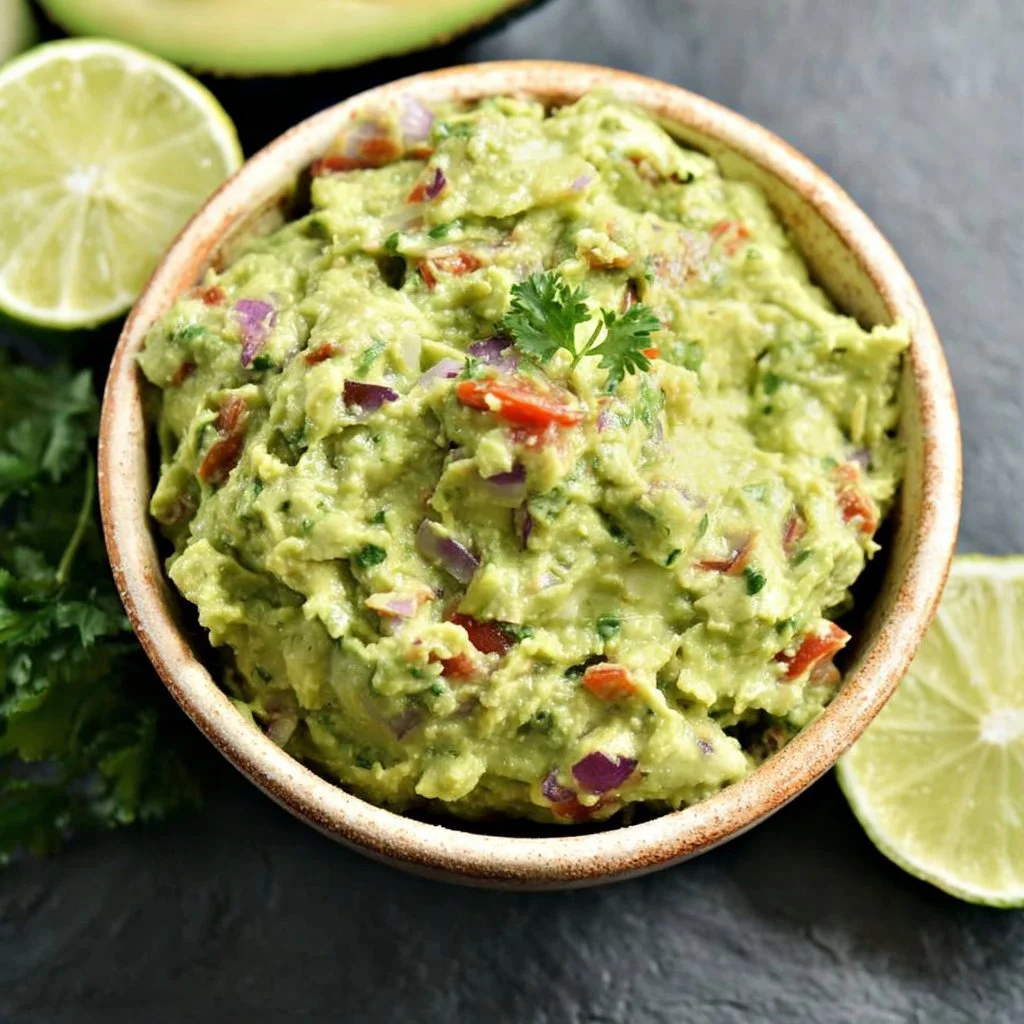 Bowl of Keto Guacamole made with fresh avocados and cilantro