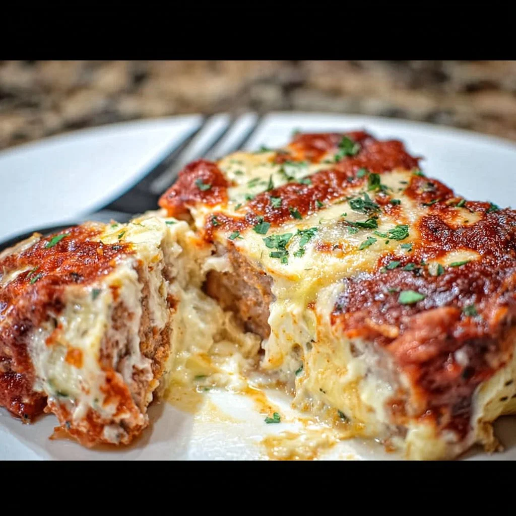 Delicious lasagna stuffed sausage dish with layers of cheese and pasta