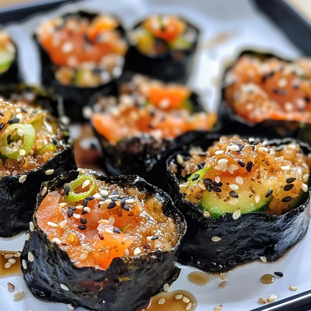 Delicious simple keto sushi bites prepared with low-carb ingredients