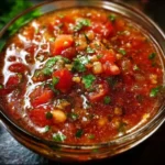 Bowl of easy mild salsa with fresh tomatoes, onions, and cilantro