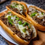 Ground Beef Philly Cheesesteaks with melted cheese and fresh toppings