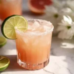 Refreshing Paloma Mocktail with grapefruit and lime served in a glass
