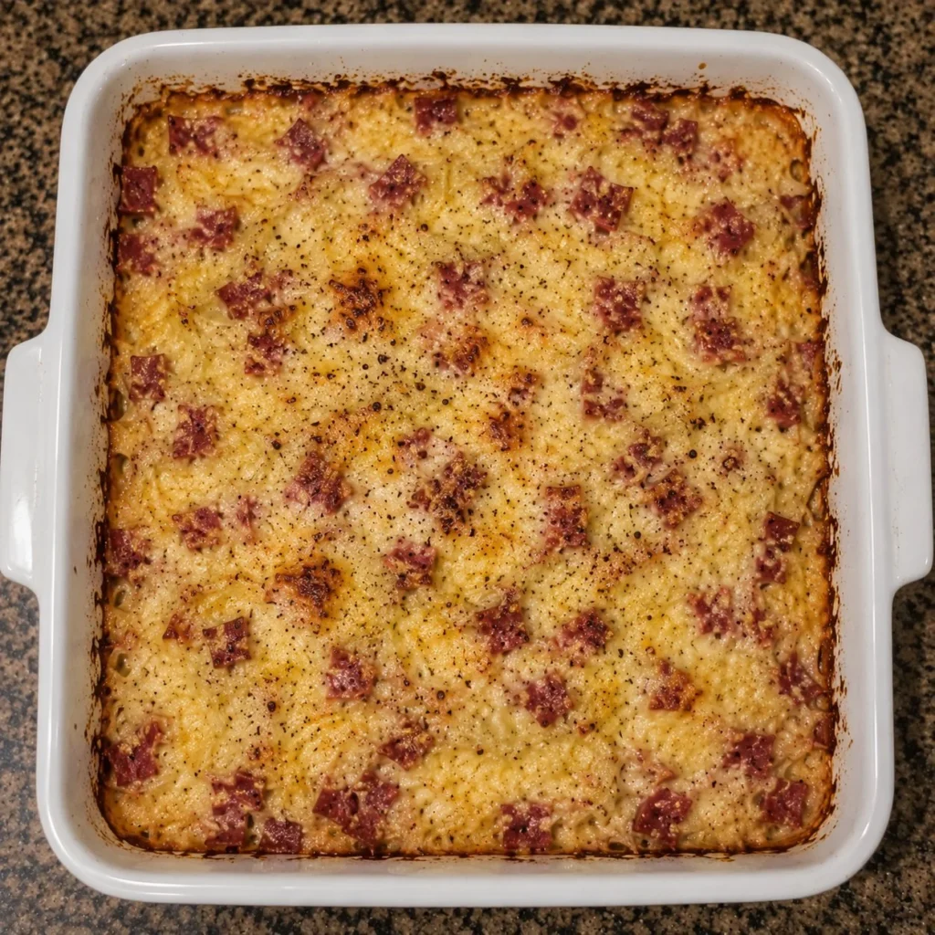 Delicious Easy Keto Reuben Casserole served in a dish