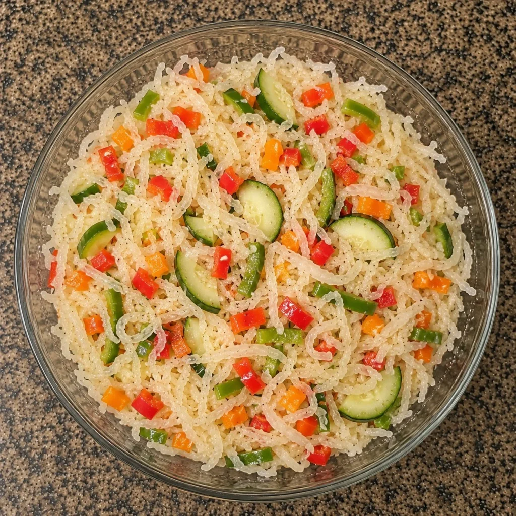 Low carb sauerkraut salad with fresh vegetables in a bowl
